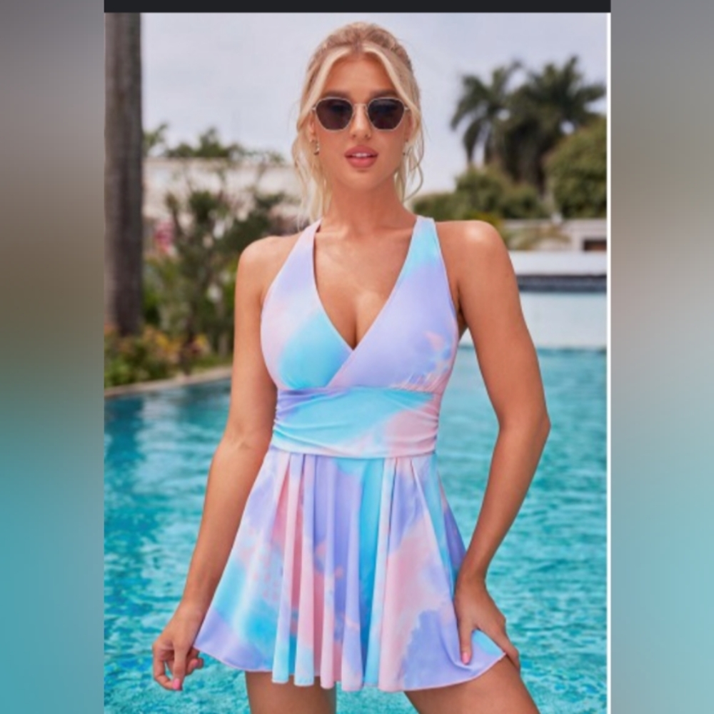Rosegal NWOT tie-dye swim dress with bottoms.